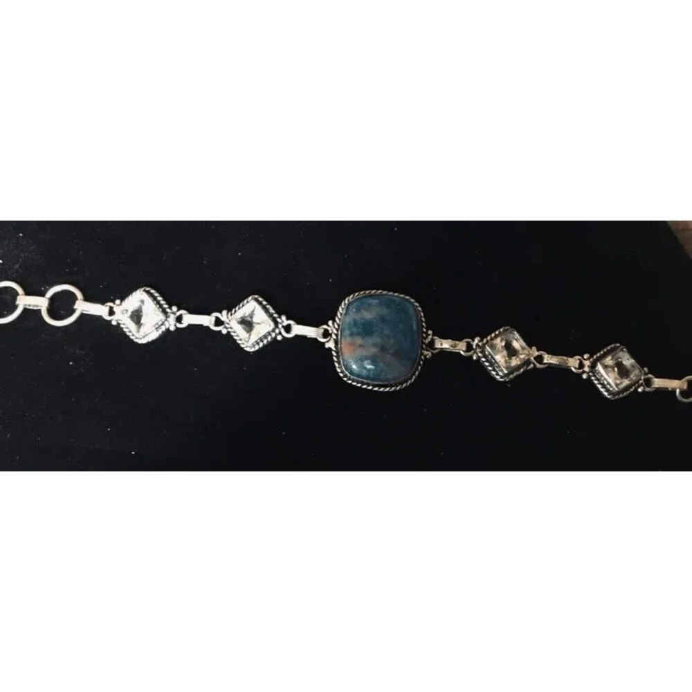 Blue Apatite Boho Bracelet Whimsigoth Topaz Style 7.5